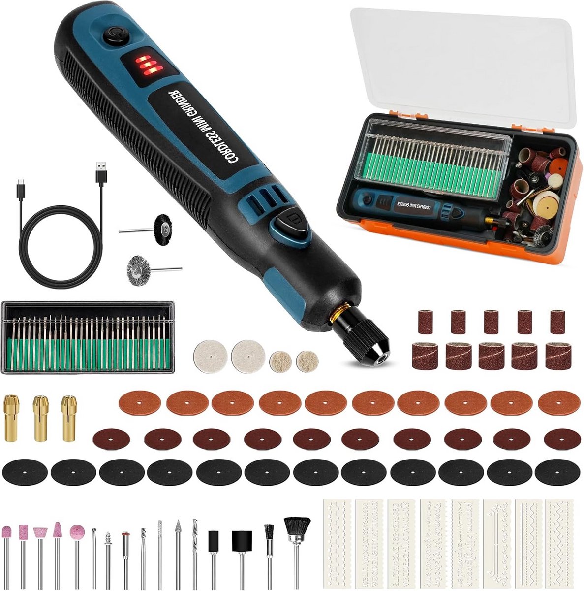 Elektrische Graveerstift USB Oplaadbaar met 96 Bits voor Hout Glas Metaal en Keramiek