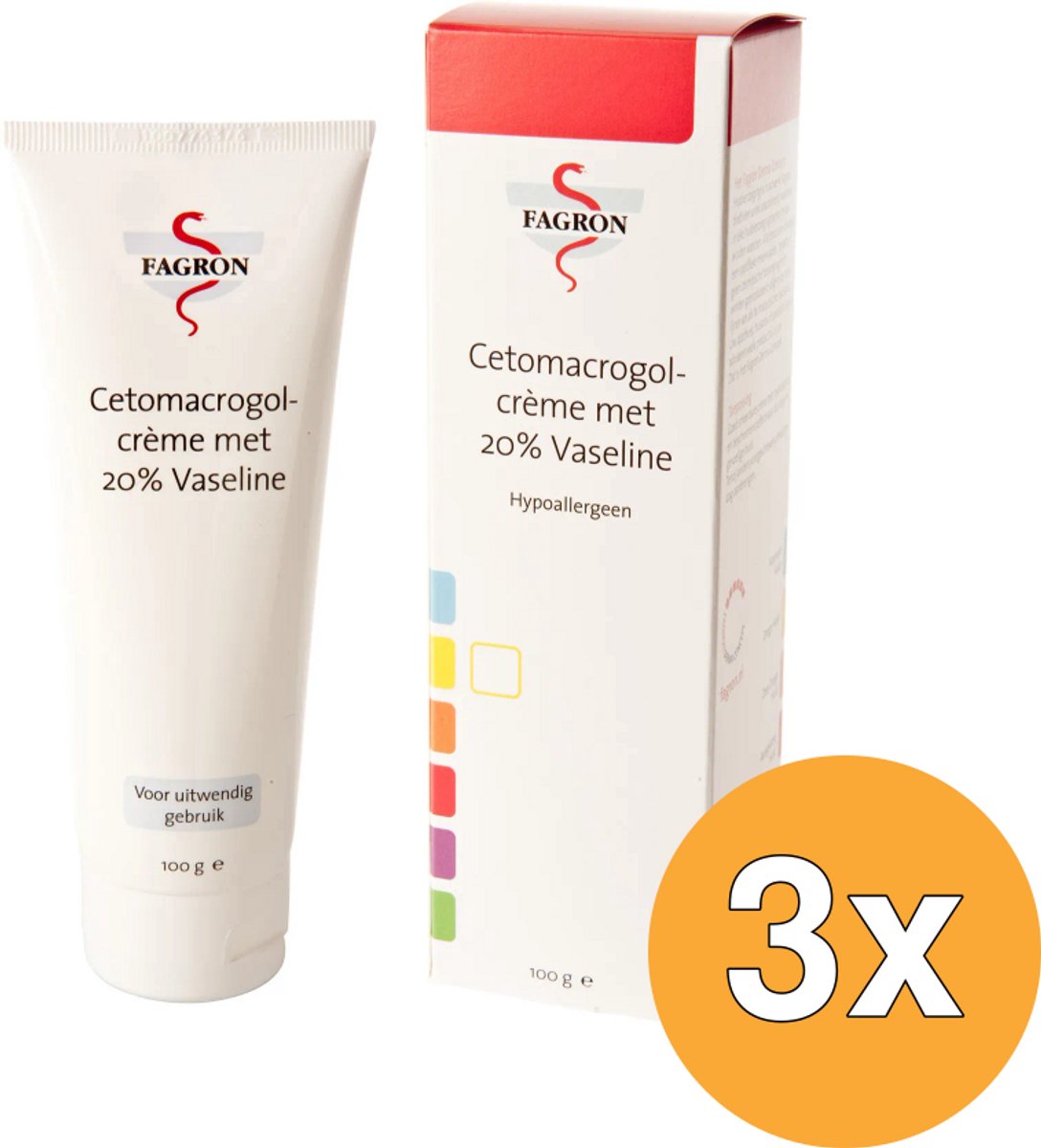 3x Fagron Cetomacrogol creme 20% vaseline (100 gr)