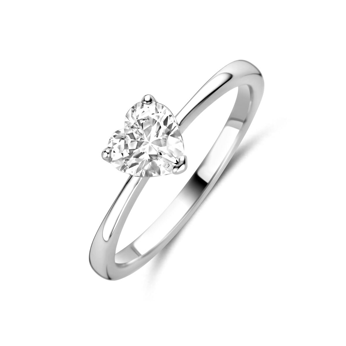 Zilveren Gerhodineerde Hart Ring met Zirkonia 1341751 – 925 Zilver