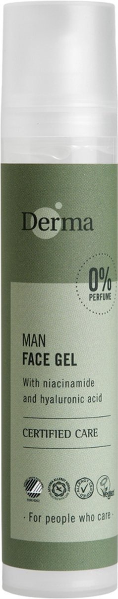 Derma Eco Man - Gezichtsgel - 50 ml - Gevoelige Huid - Parfumvrij - met Niacinamide en Hyaluronzuur