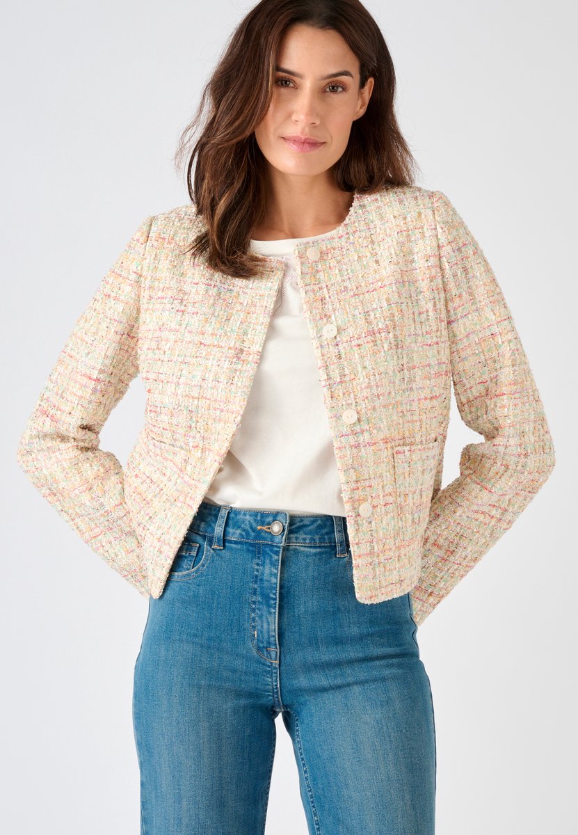 Damart - Vest tweed effect glanzend garen - Dames - Geel - 42