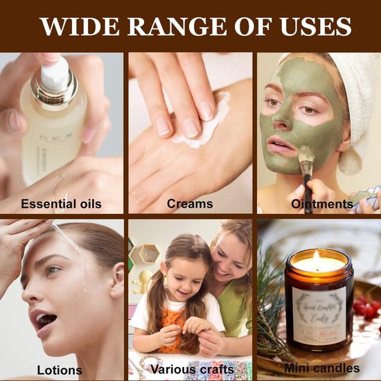 6-delige set glazen zalfpotjes en flessen, amberkleurig, 50 ml en 20 ml, met deksel. Ideaal voor cosmetica. — afbeelding 5