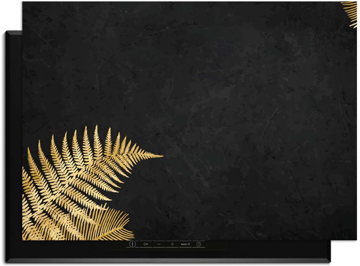 KitchenArt - Golden Fern Touch – Inductie Beschermer - 83x51.5 cm - Kookplaat Beschermer - Luxe Afdekplaat Inductieplaat - Anti-slip & Oprolbaar - Beschermmat Inductiekookplaat