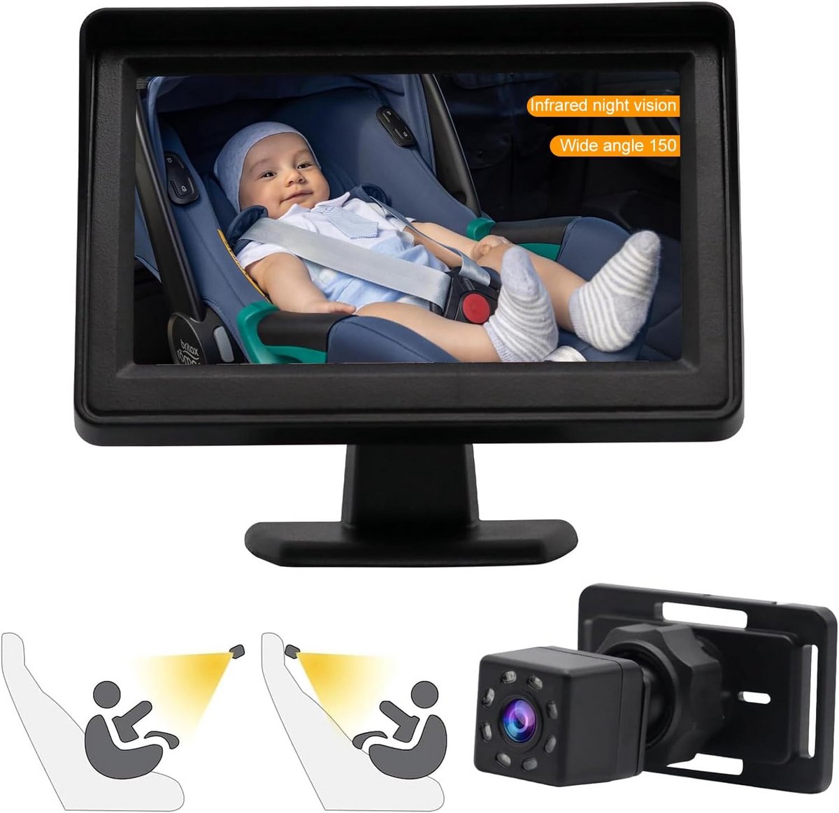 Babyfoon Camera met 4,3 Inch Scherm en Nachtzicht