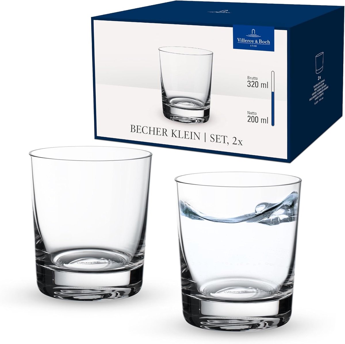 Set van 2 Kleine Drinkglazen / Tumblers - Stijlvol Kristalglas