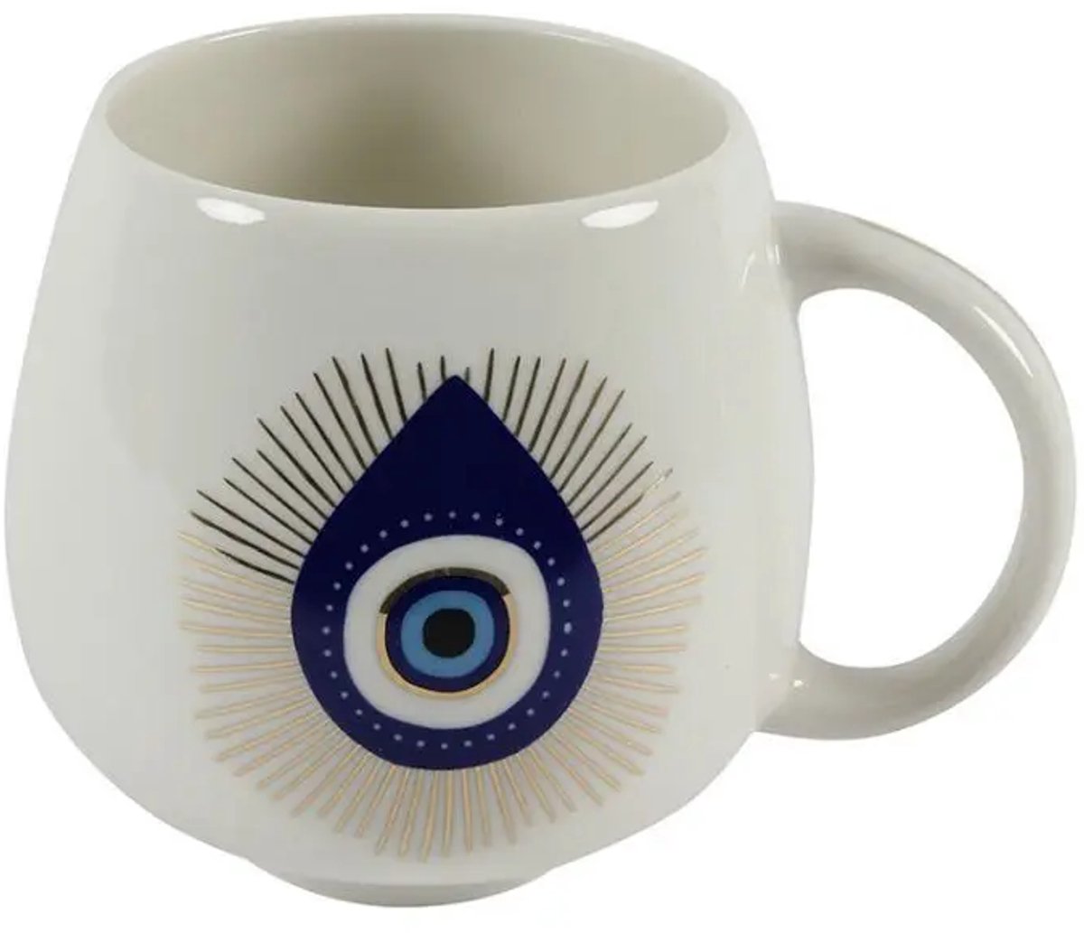 Bricard - mok - Eye Nazar - porselein - wit goud - 450 ml - rond design