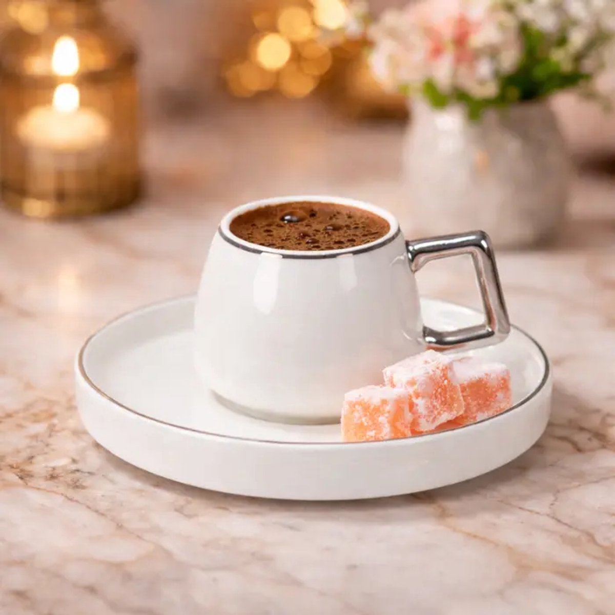 Bricard - espresso set - 12-delig - keramiek - wit zilver - 90 CC
