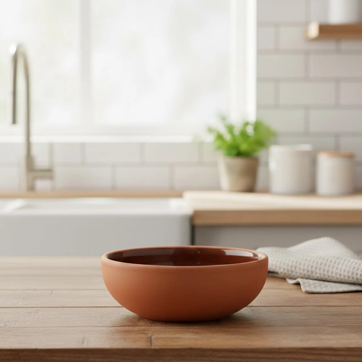Aardewerk saladekom rond 30 cm - Handgemaakt servies