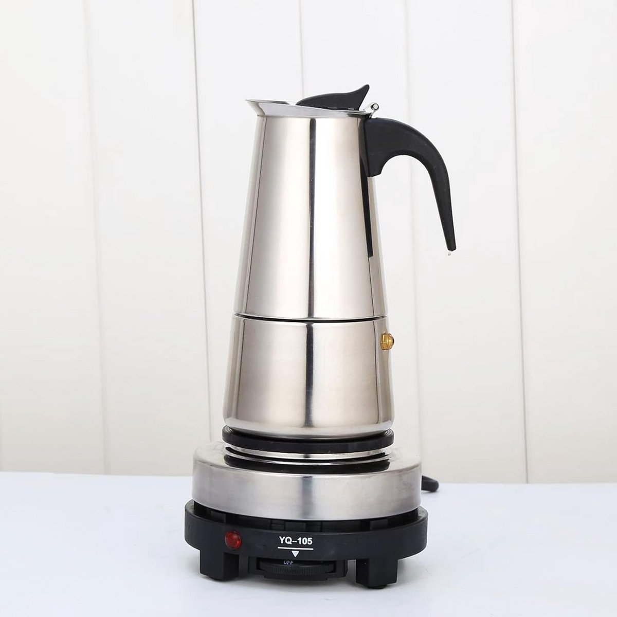 Roestvrijstalen Espressomaker met Temperatuurregeling en Elektrische Warmhoudplaat