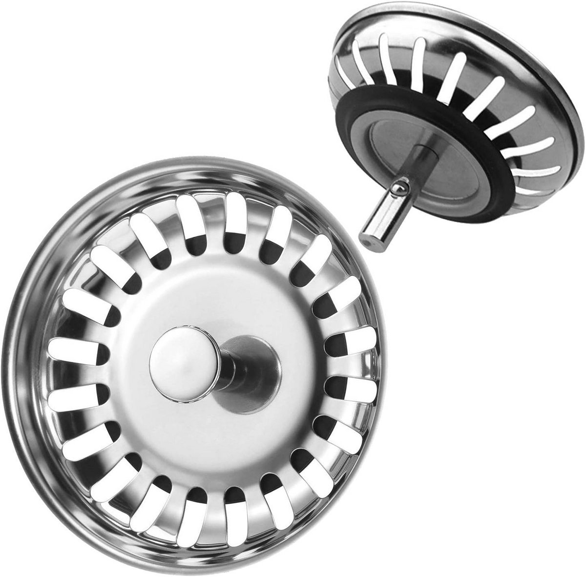 2-Pack Keukenzeef RVS Afvoerzeef voor Spoelbak - 80mm Universele Mandzeef