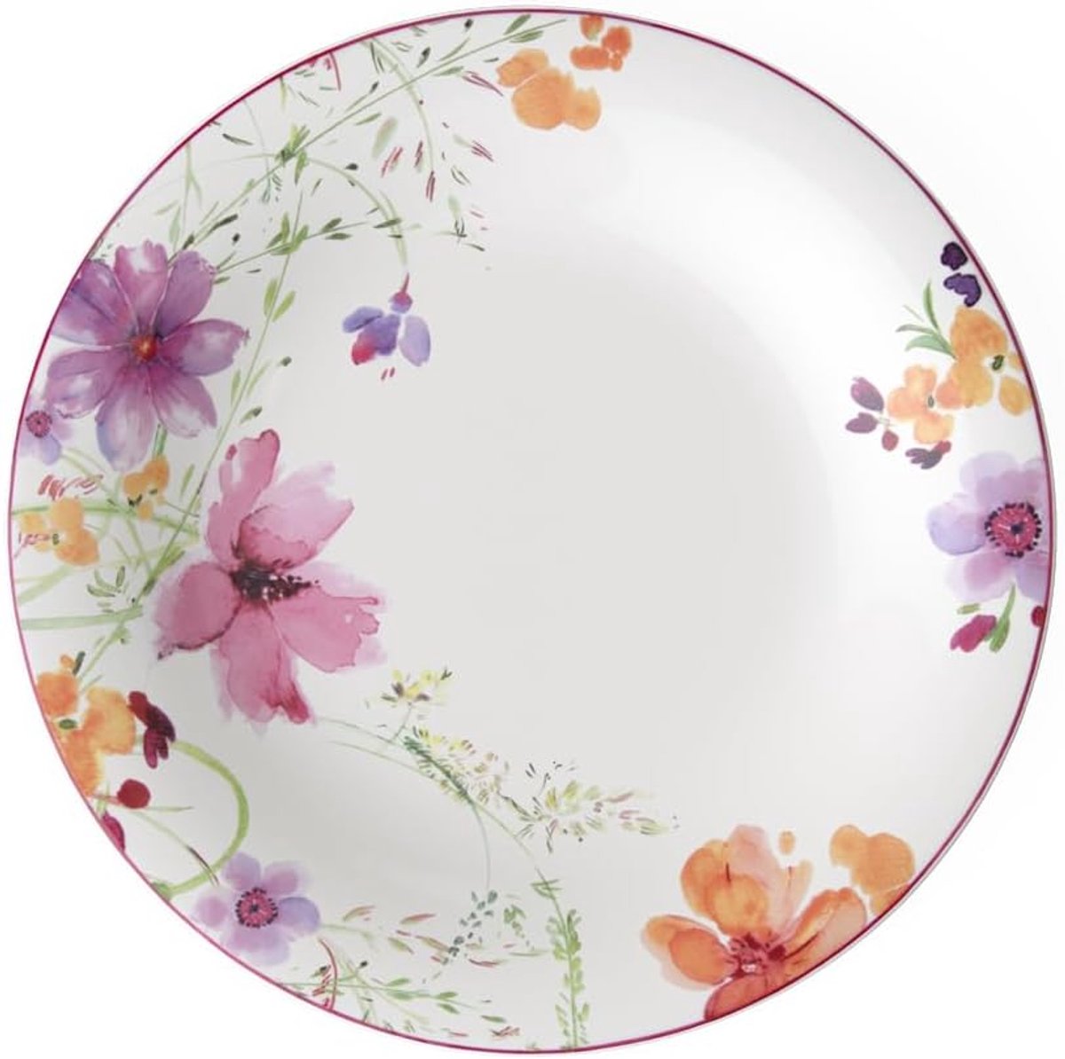 Set van 6 Dinerborden, 27 cm, Premium Porselein, Wit/Multicolor