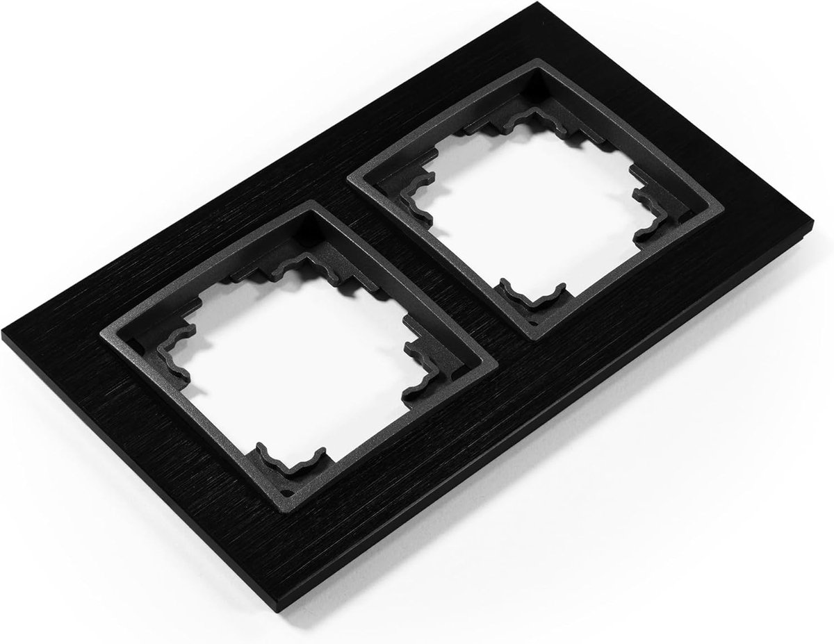 Dubbel afdekframe Zwart Aluminium voor Stopcontact en Componenten (2-voudig)