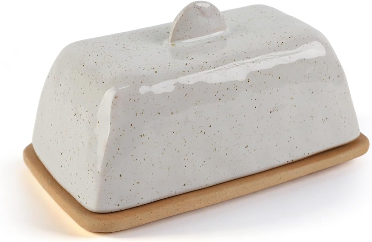 Botervloot Keramiek - Boterdoos Opslag - Keuken Tafel - Stijlvol Deksel - 25x15x14 cm - Grijs