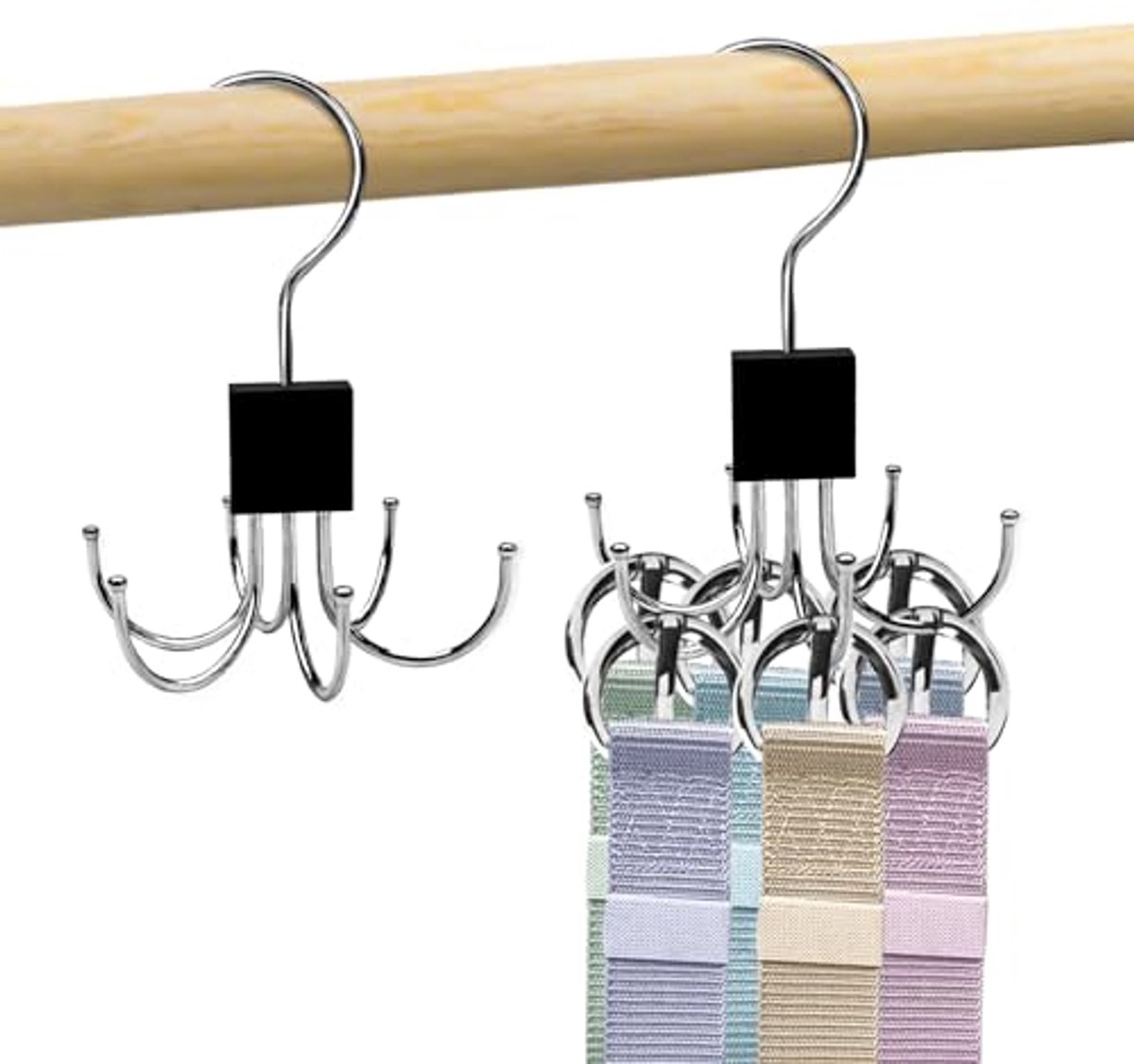 Ultiluxe® Riem Organizer - 2 Stuks - Riemhouder - Kledingkast Organizer voor Riemen - 360 Graden Draaibaar - Ruimtebesparend - Zwart