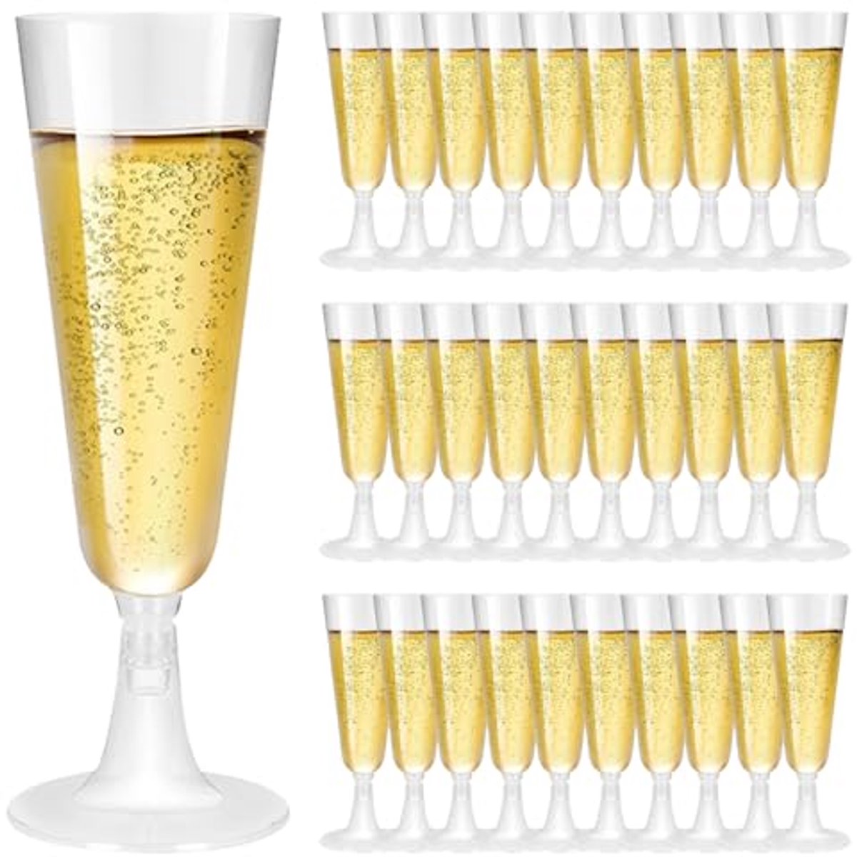 Ultiluxe® Champagneglazen - 30 stuks - Plastic Bekers met Gouden Rand - 150 ml - Goud - Herbruikbare Drinkbekers - Elegante Wijnglazen - Partyglazen voor Drank, Champagne, Wijn, Cocktail - Bruiloften, Verjaardagen, Feesten