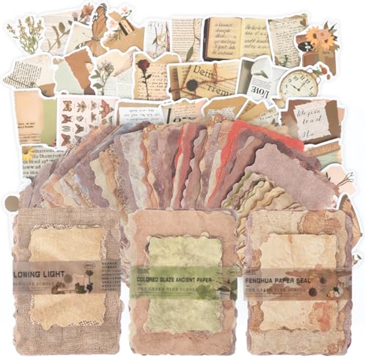 Ultiluxe® Scrapbook Papierset - 134 Stuks - Journaling Set - Vintage Papier - Bullet Journal Accessoires - DIY - Beige