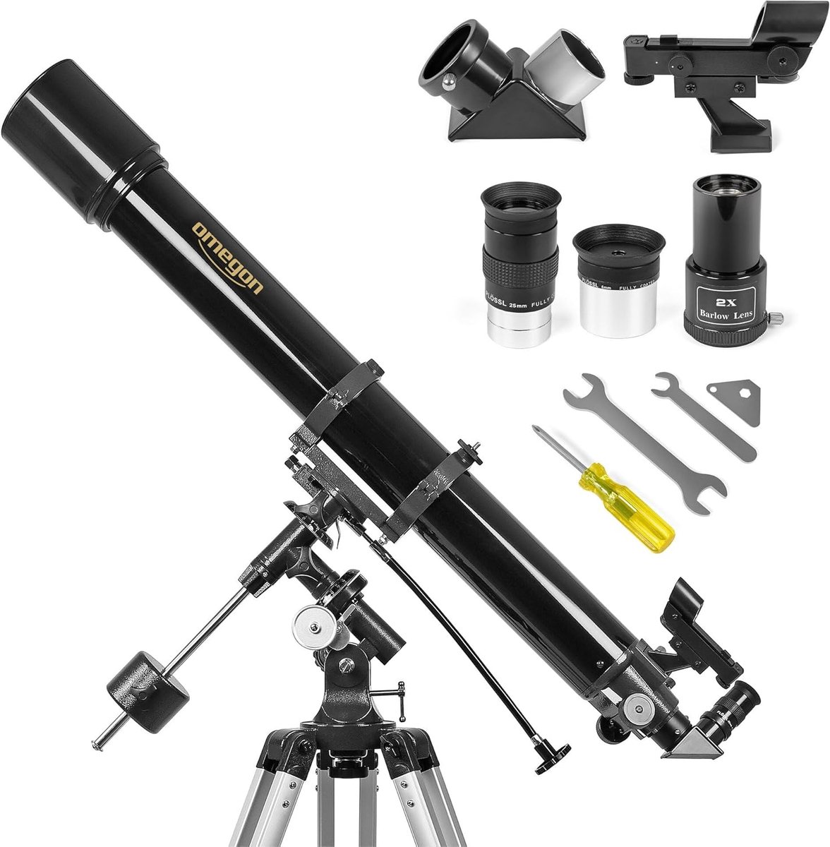 Refractor Telescoop 90/1000 met EQ-2 Montering voor Maan en Planeten
