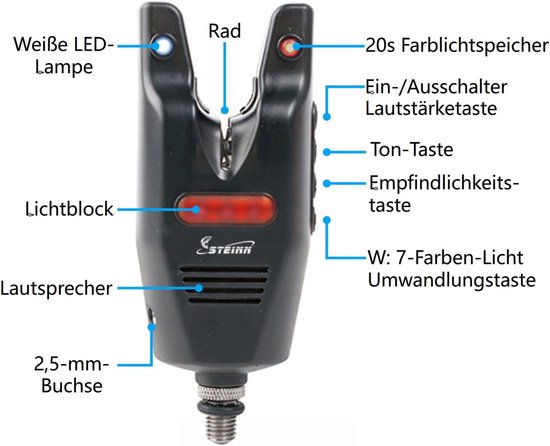 Draadloze Beetmelder Set - Vis Alarm - Karper Vissen - Waterdicht Compact Design - 3+1 - Zwart — afbeelding 3