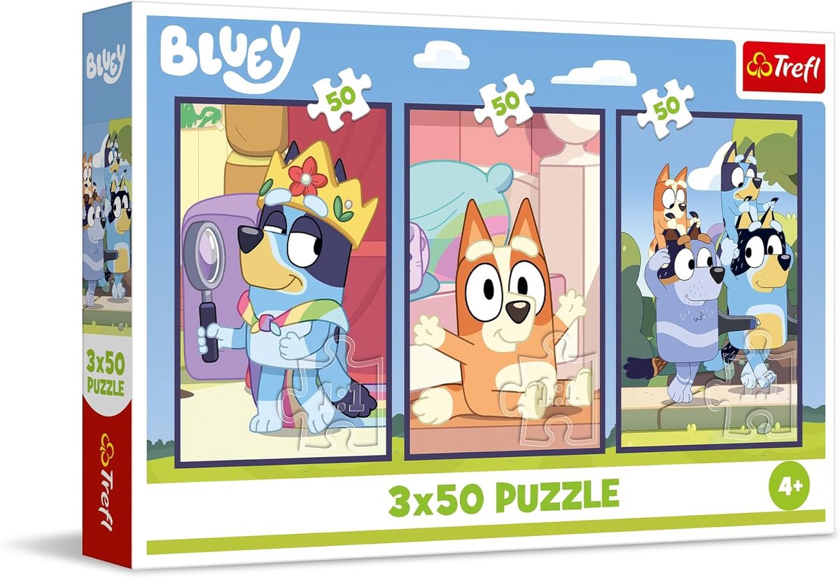 3-in-1 Puzzelset 3x50 Stukjes - Kinderpuzzels vanaf 4 Jaar - Bluey Thema
