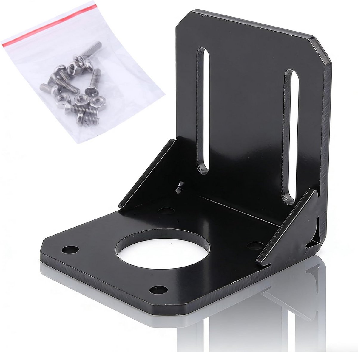 Montagebeugel Stappenmotor - Motorhouder Bevestiging - 3D Printer Onderdeel - Duurzaam Gelegeerd Staal - Voor 42mm Motor - Zwart