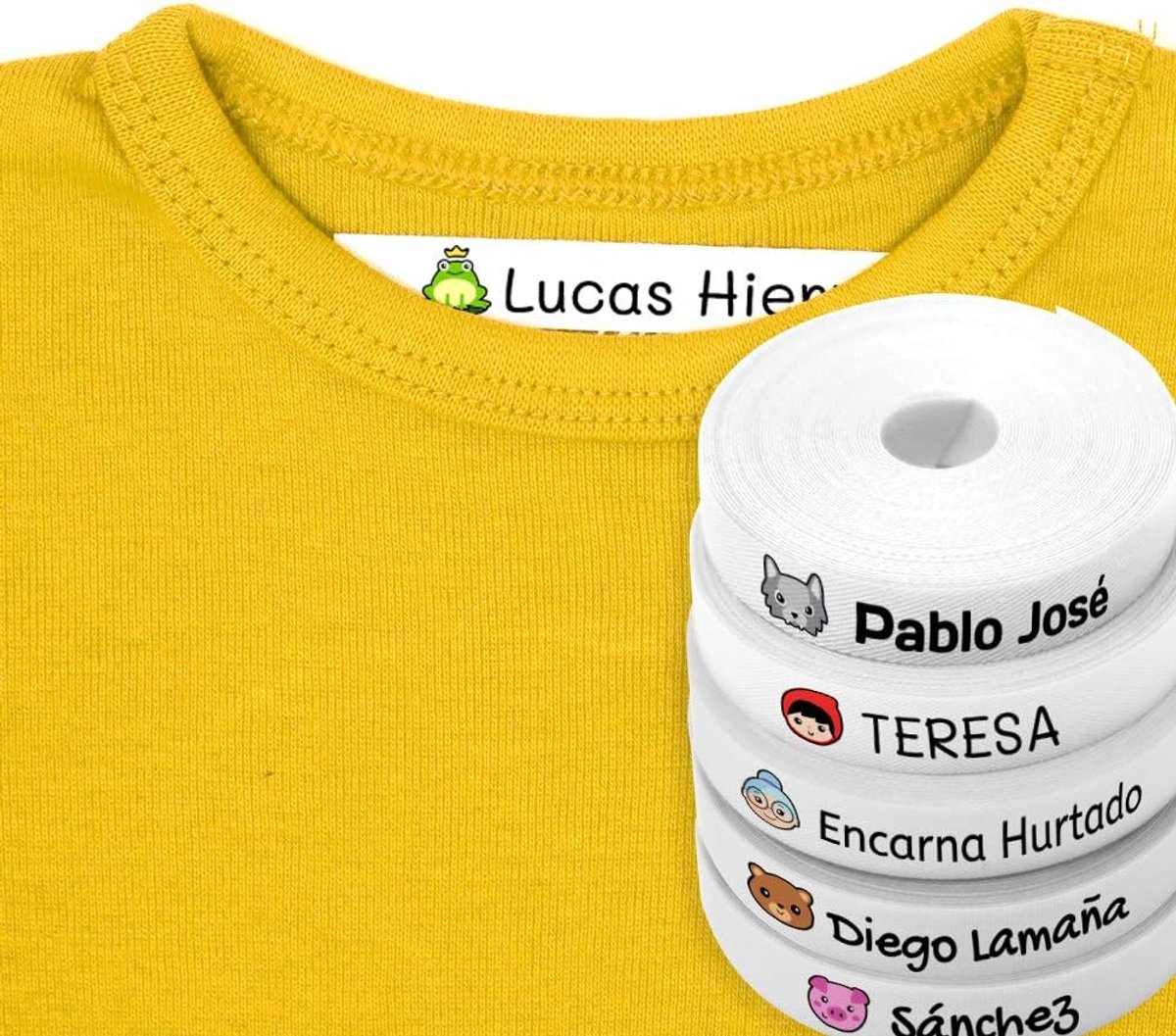 100 Gepersonaliseerde Strijklabels voor Kleding met Iconen in Kleur naar Keuze