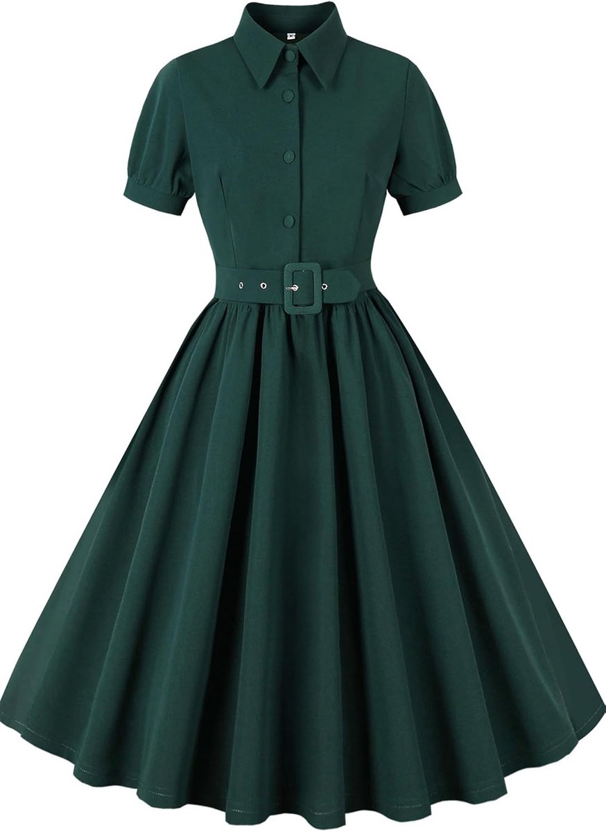 Vintage A-lijn Jurk Dames Jaren 50 Stijl met Ceintuur - Cocktail & Feestjurk