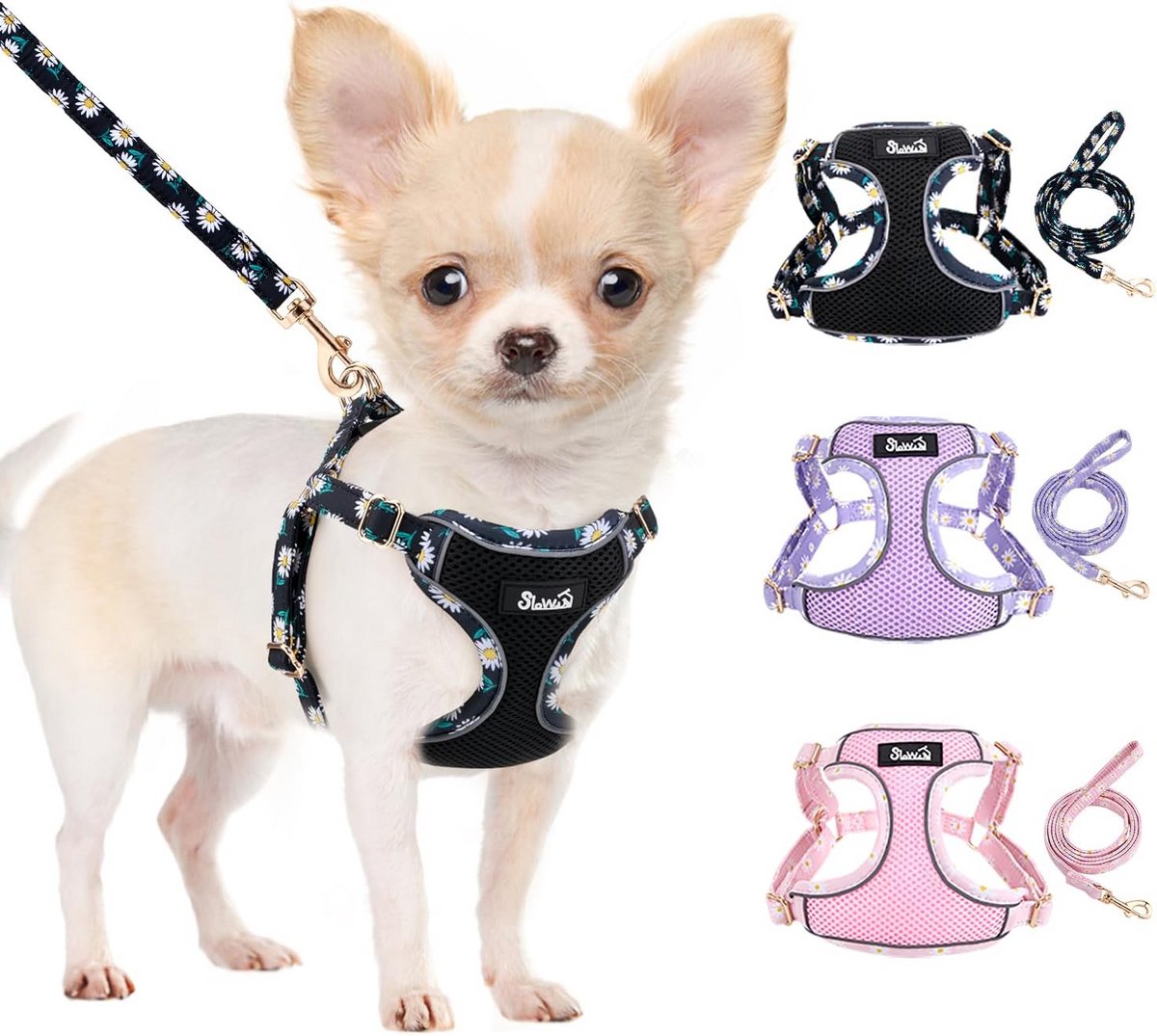 Anti-Trek Hondenharnas met Lichte, Ademende en Reflecterende Halsband voor Kleine tot Middelgrote Honden