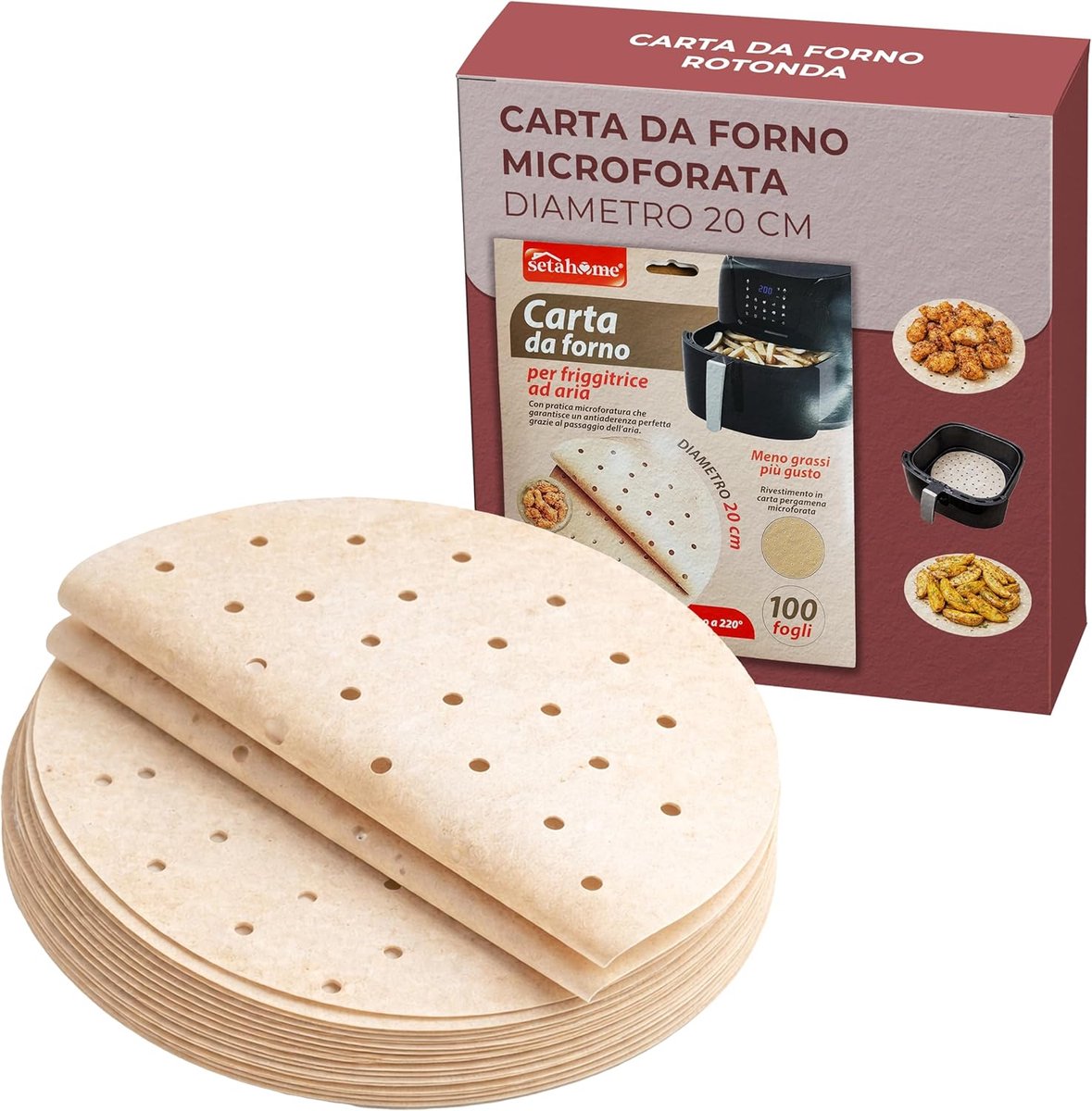 Bakpapier voor Airfryer - Perkament Papier Rond - Crispy Bakken - Micro Geperforeerd - 20 cm Doorsnede