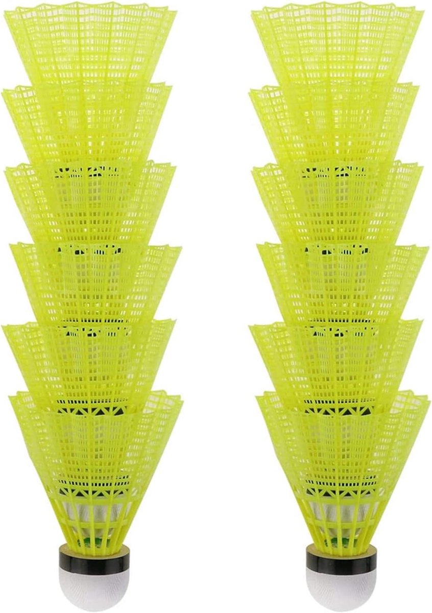 12x Duurzame Nylon Badminton Shuttles (Geel) - Geschikt voor Training en Vrije Tijd