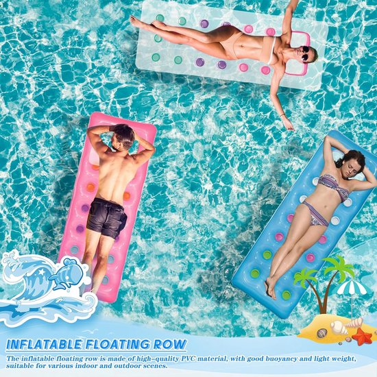 Opblaasbaar matras - Waterhangmat Zwembad - Ontspannen op water - Comfortabel drijvend bed - 170 x 62 cm - Wit — afbeelding 3
