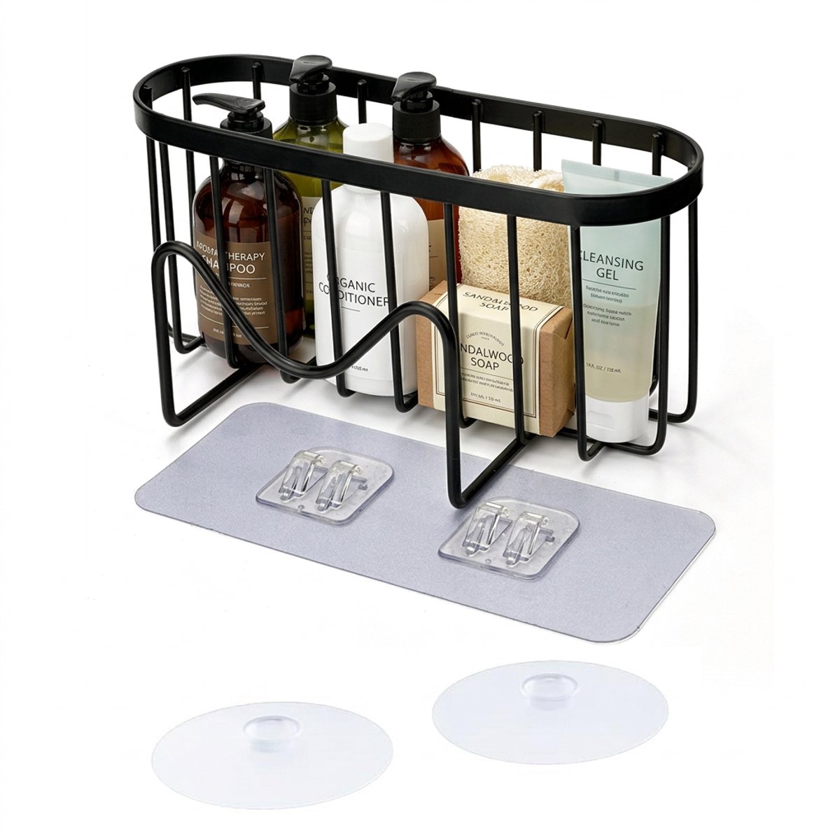 Hearyoo Gootsteen Organizer – Wandrek Keuken & Badkamer – Zelfklevend Zonder Boren – Sponshouder Met Zuignap – 17,5 x 9 x 8,5 cm