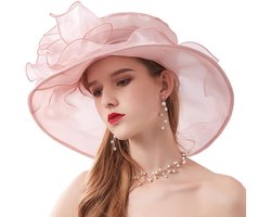 Elegante Dames Zonnehoed van Organza voor Bruiloft en Zomer - Zonbescherming