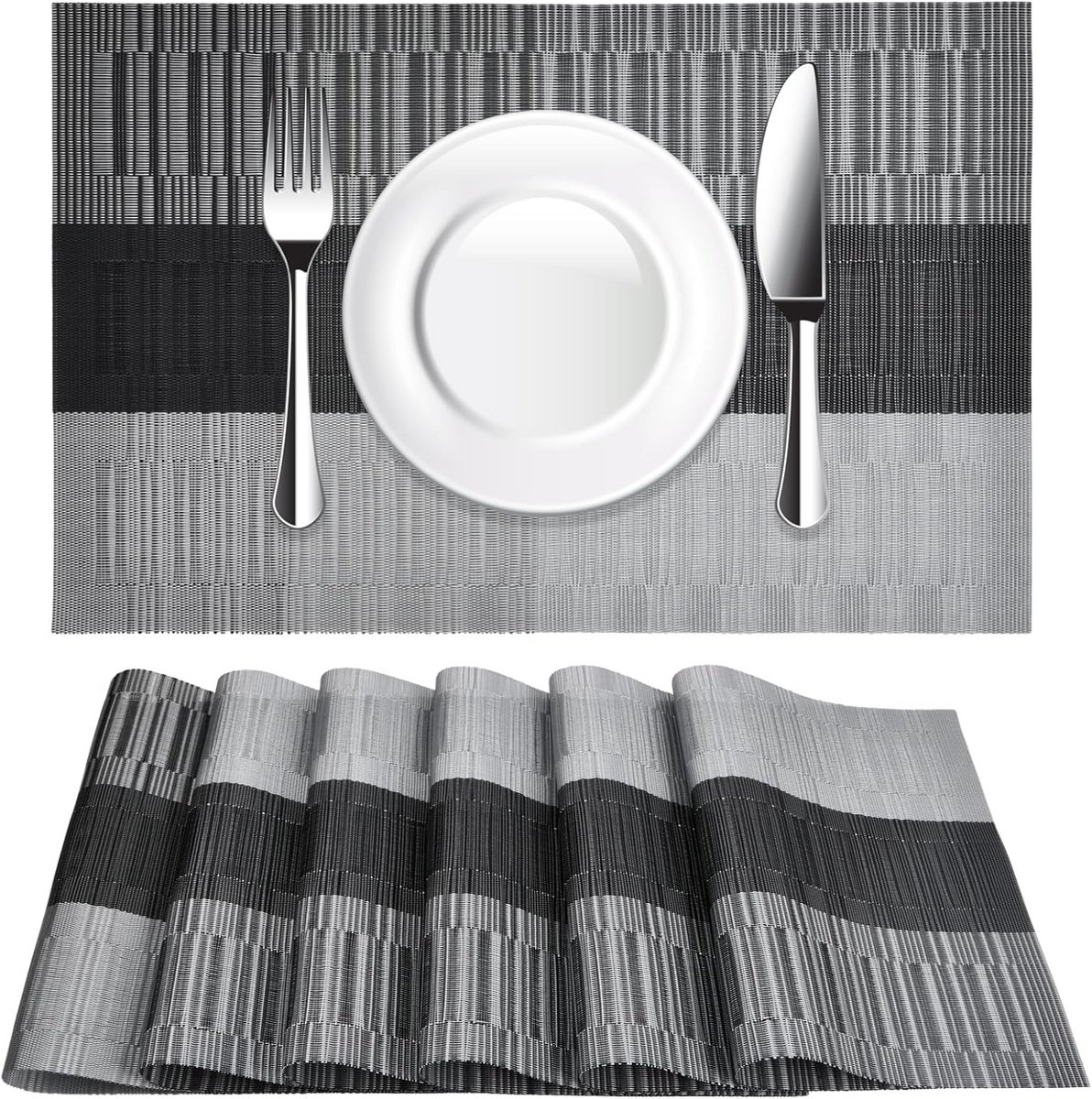 Set van 6 Afwasbare Placemats 45x30 cm Hittebestendig en Antislip