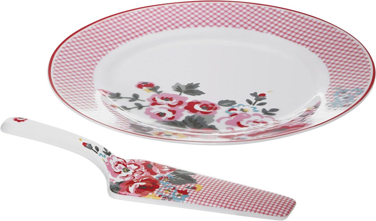 Set van 3 Porseleinen Taartborden met Bloemendesign