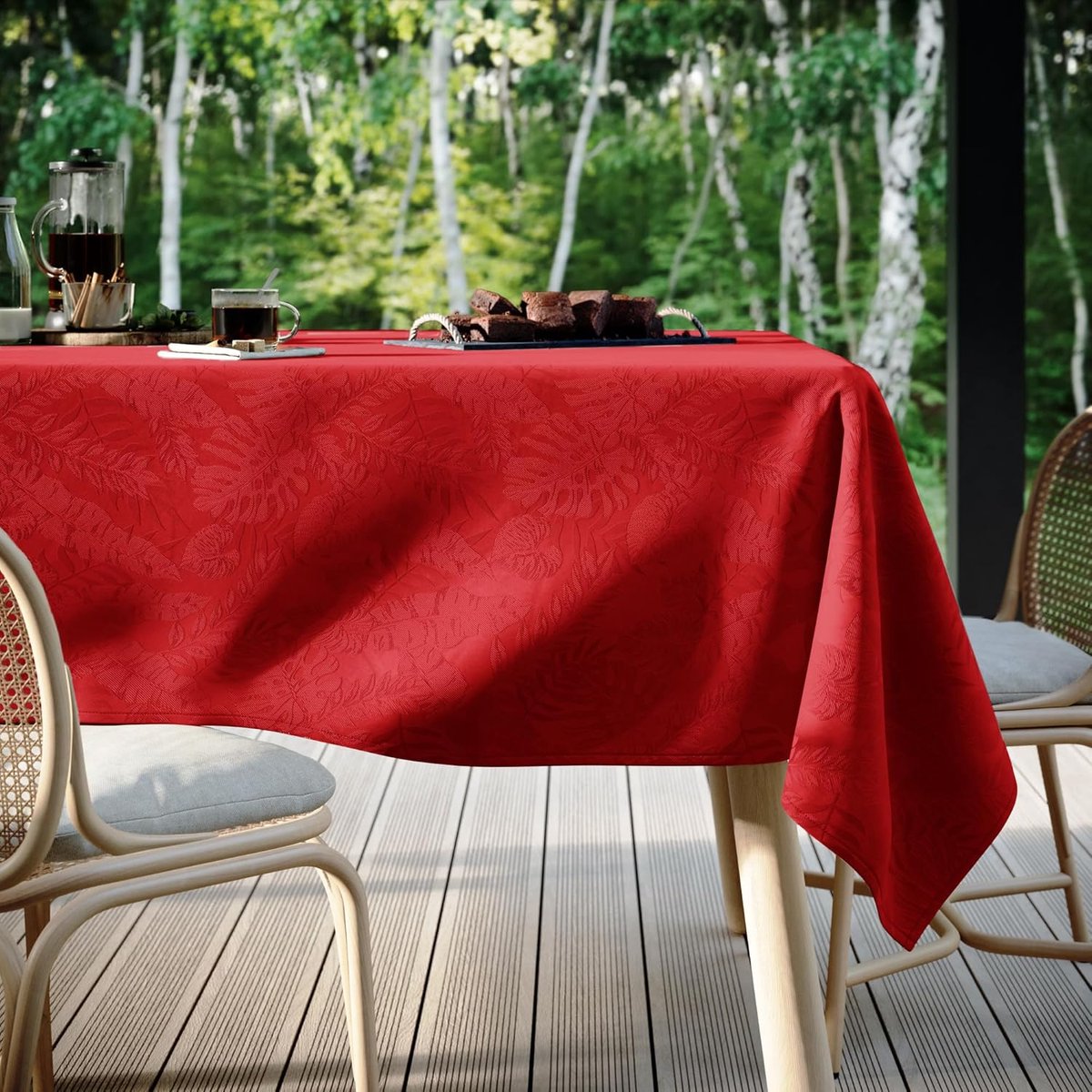 Tafelkleed 120x200 cm Bordeaux Afwasbaar Binnen en Buiten Monsteram Patroon