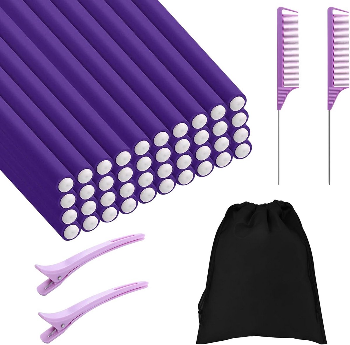 40-delige Flexibele Foam Krulspelden Set - Heatless Krulroller voor alle Haarlengtes