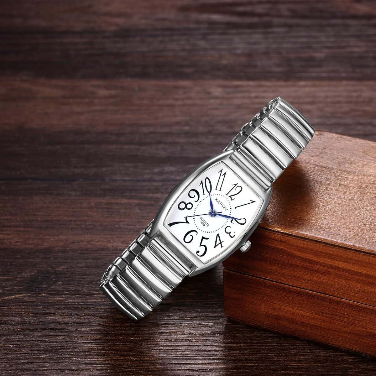 Rechthoekig Dameshorloge met Stretchband - Analoog Kwarts Horloge