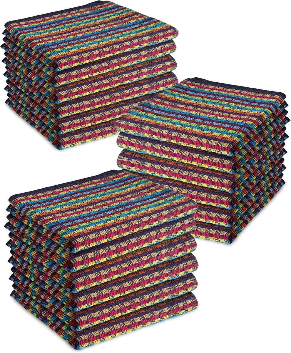 Set van 18 Keukendoeken 100% Katoen Geruit Absorberend voor Afwassen en Schoonmaken
