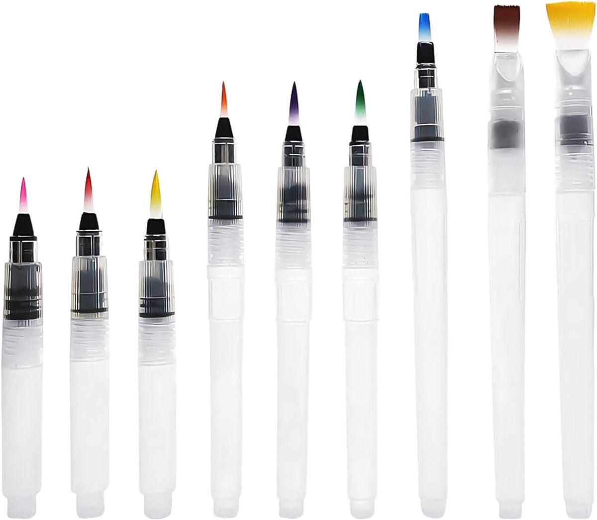 Set van 9 Navulbare Aquarelpenselen - Waterpenseel Set voor Kinderen en Volwassenen