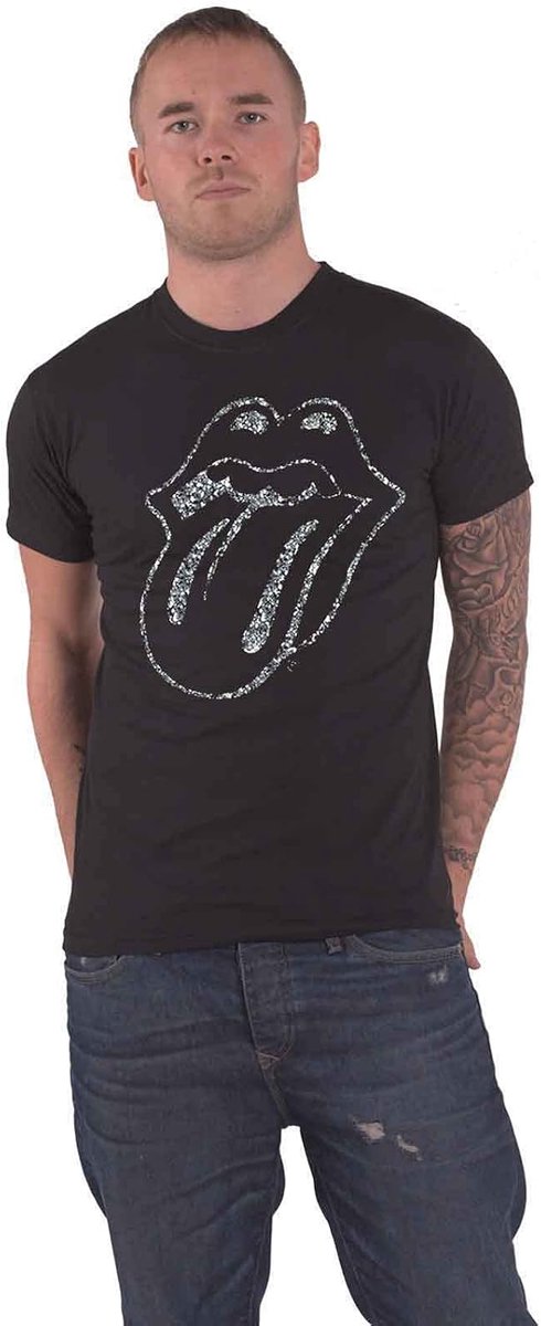 Band T-shirt - Muziek Shirt - Muziek Evenement - Versierd Met Steentjes - 24 x 22 x 2 cm - Zwart