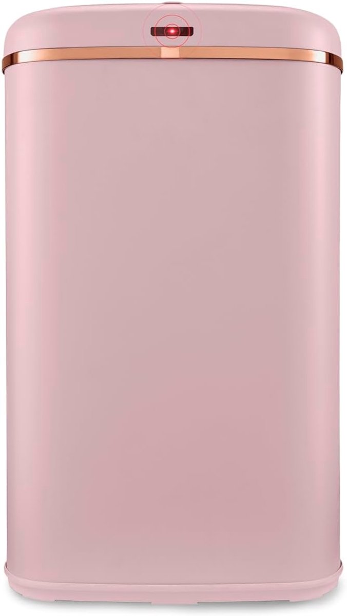 Grote Vierkante Sensor Prullenbak 58L - Hygiënisch en Touchless - Roze met Roségoud Accent
