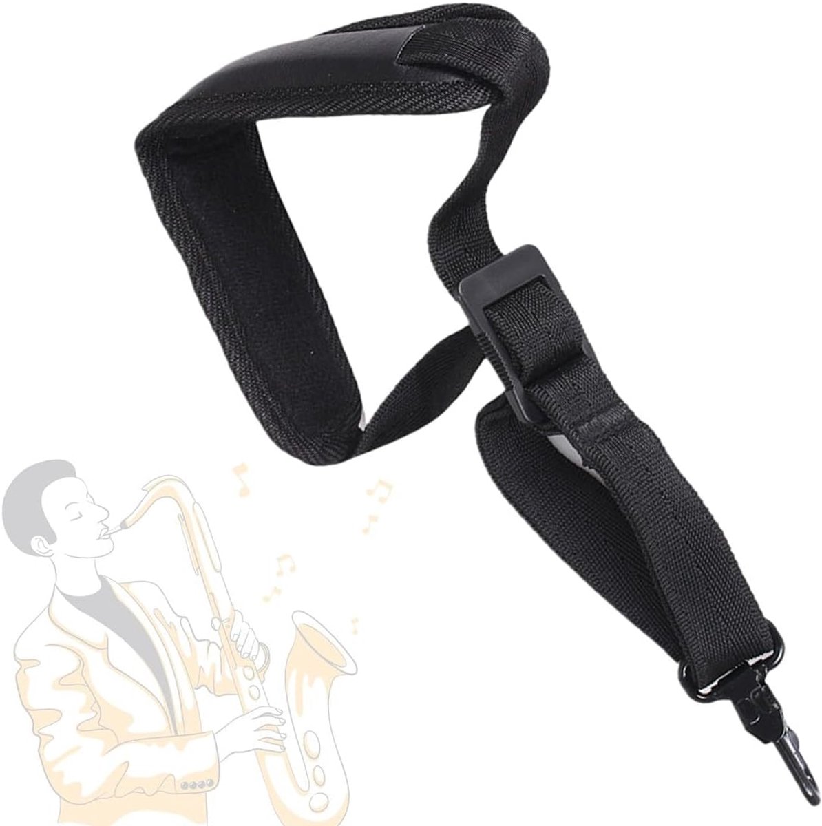 Verstelbare saxofoonhalsband met comfortabel schouderkussen