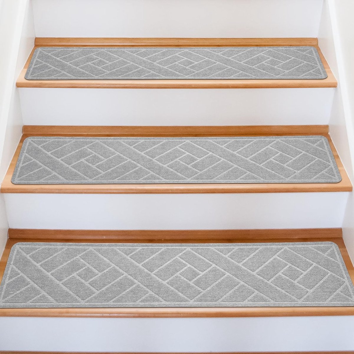 Zelfklevende Antislip Traptreden - Tapijt voor Houten Trappen - Lichtgrijs