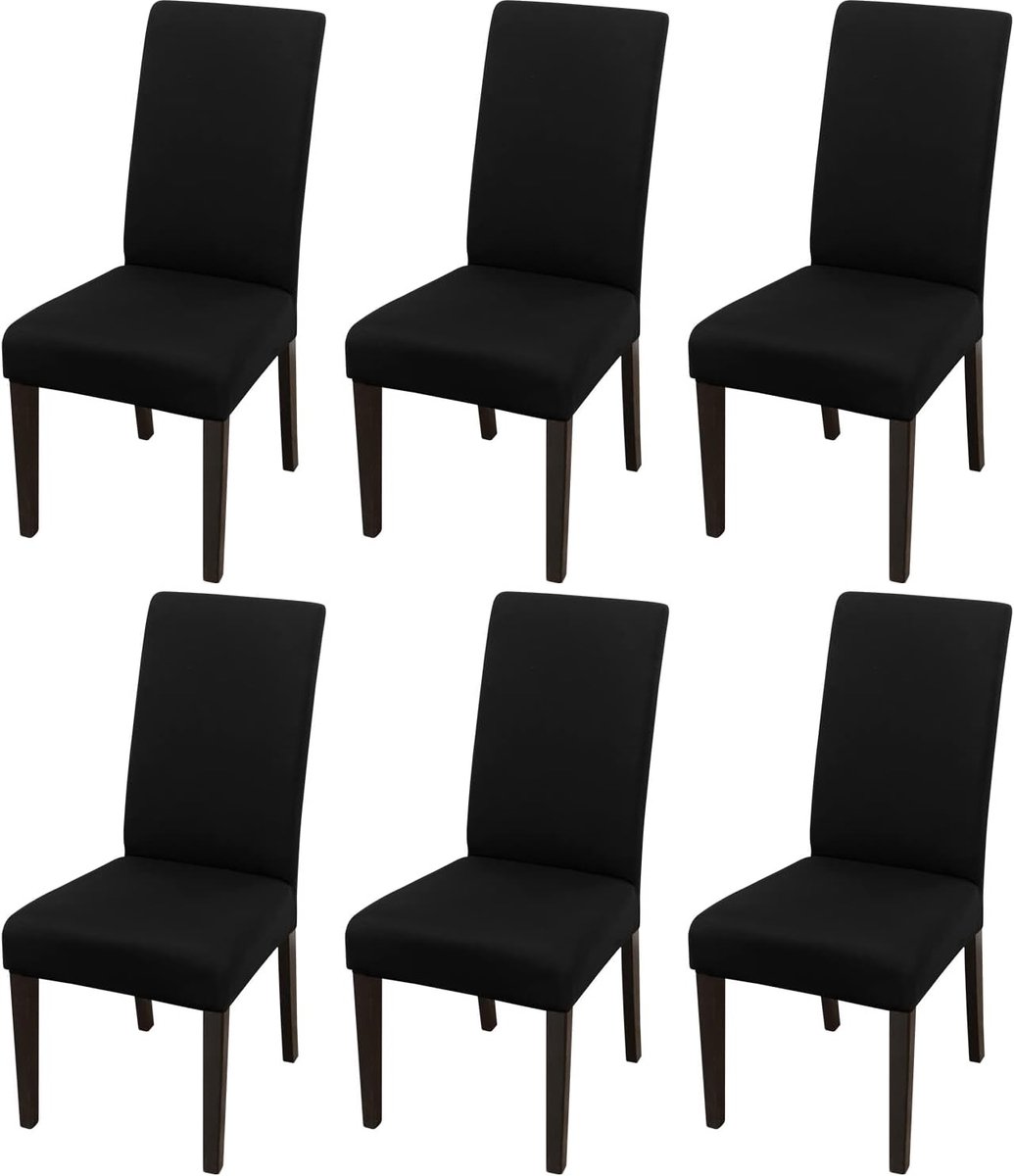 Stoelhoezen - Stoelbeschermers - Eetkamer Vernieuwen - Stretch Materiaal - Set van 6 - Zwart