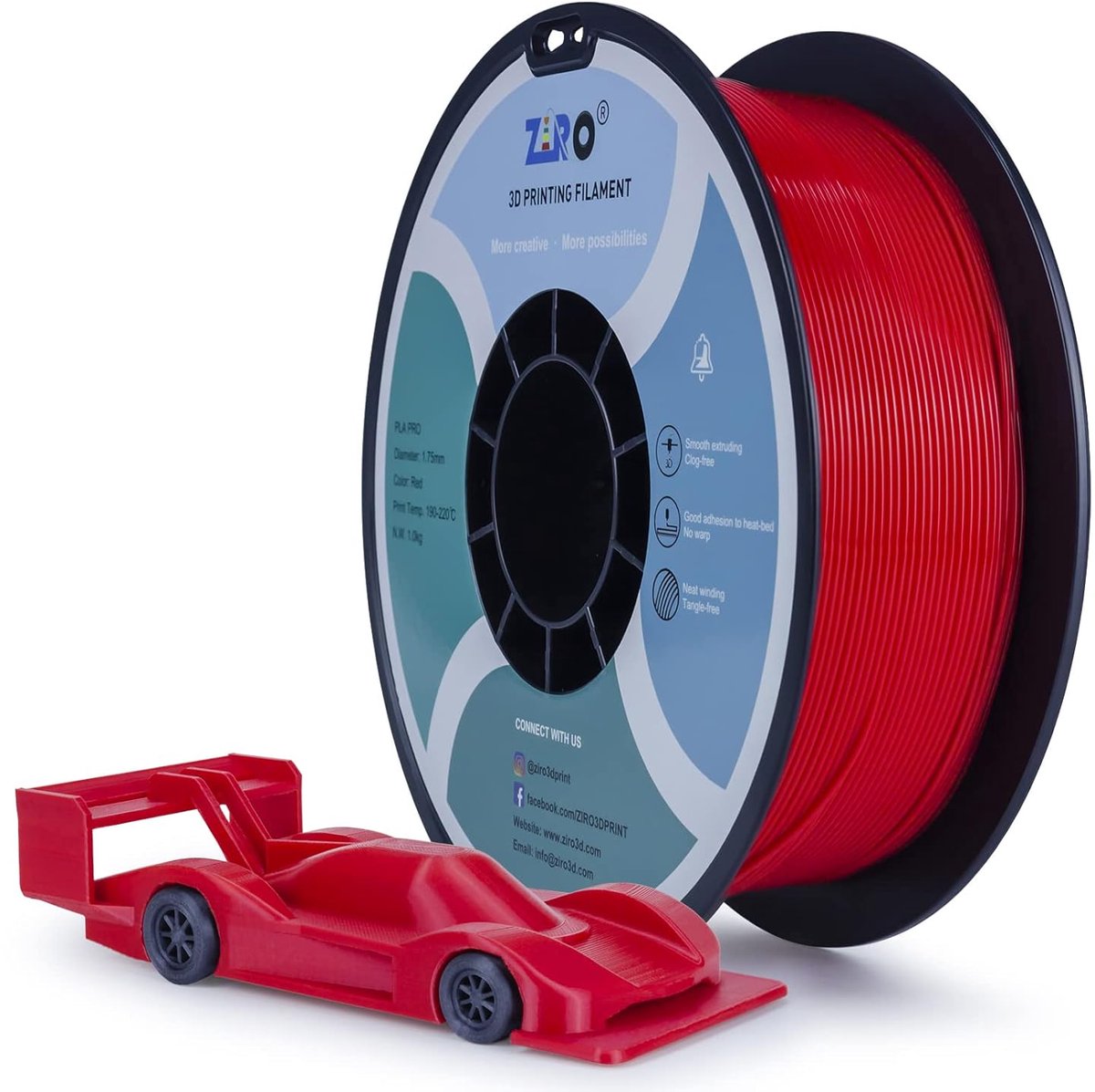 3D Printer Filament PLA 1.75mm Rood - 1KG Spoel - Hoge Precisie (+/- 0.02mm)