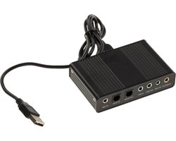 Externe Geluidskaart - 5.1 Surround Sound - Audio Verbetering - Digitale SPDIF In/Uit - 10x8x2 cm - Zwart