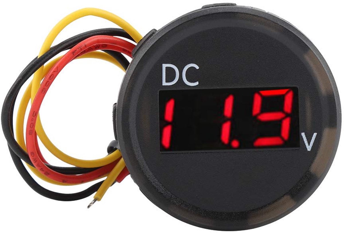 Digitale Voltmeter - Paneelmeter Spanning - Accu Controleren - Waterdicht Ontwerp - 0-100 V DC - Rood Display