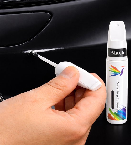 Stylo de Retouche Auto Noir – 12ML Stylo de Retouche pour Peinture Automobile – Stylo de Réparation de Rayures Auto – Stylo de Retouche Anti-Rouille pour Petites Rayures & Éclats de Pierre – Car Paint Repair Pen