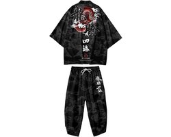 Heren Kimono Set met Jasje en Korte Broek - Japanse/Chinese Stijl Outfit