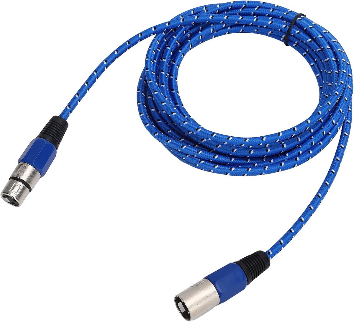 Professionele XLR Microfoonkabel 5 Meter Blauw Gevlochten 3-pins Audioaansluiting